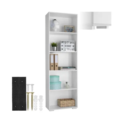 tectake® Bücherregal, MDF, bodenschonende Kunststofffüße, 60 x 30 x 190 cm