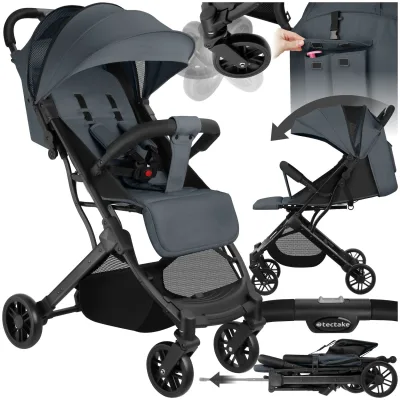 tectake Buggy-Kinderwagen Grau 51x105x95 cm
