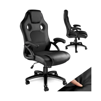 tectake® Bürostuhl, ergonomische Form, Kunstlederbezug mit Mesh-Gewebe, Belastbarkeit 120 kg
