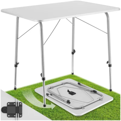 tectake® Campingtisch, klappbar, stufenlos höhenverstellbare Beine, 80 x 60 x 68 cm