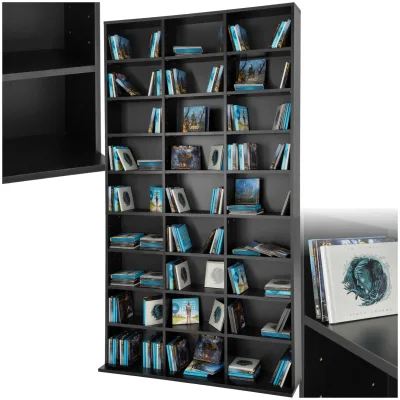 tectake® CD DVD Regal, in Holzoptik, höhenverstellbare und herausnehmbare Zwischenböden, 180 x 102 x 23,5 cm