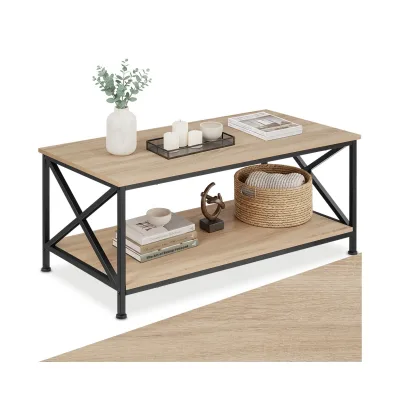 tectake® Couchtisch, Industrial Style, rechteckig, mit unterer Ablage, 100 x 55 x 45,5 cm