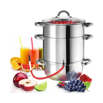 tectake® Dampfentsafter, 7-teilig, aus Edelstahl mit Glasdeckel, induktionsgeeignet und spülmaschinenfest, Ø 26 cm
