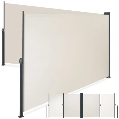 tectake® Doppel-Seitenmarkise, 160 x 600 cm, Schutz vor Sonne und Wind, ausziehbar, mit Aufrollmechanismus