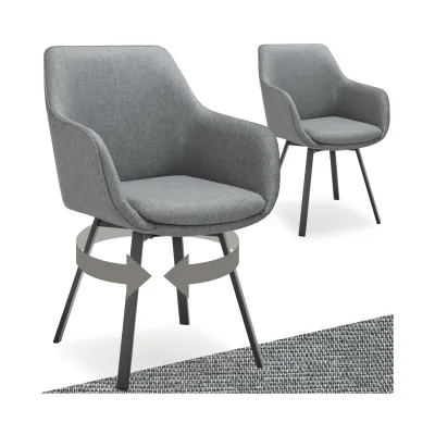 tectake® Drehbarer Armlehnstuhl , gepolstert, 360° drehbar, pulverbeschichtete Stahlbeine, 57 x 59 x 88 cm