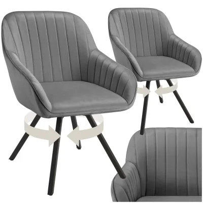 tectake® Drehbarer Armlehnstuhl , gepolstert, in Samtoptik, 360° drehbar, schlanke Stahlbeine, 58 x 58 x 82 cm