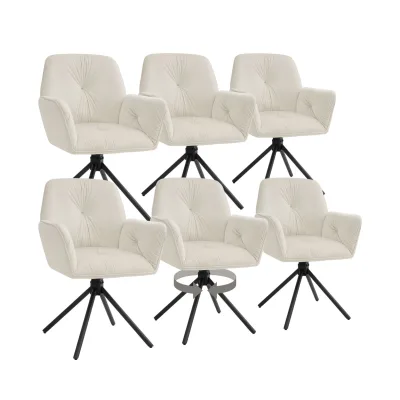 tectake® Drehbarer Armlehnstuhl, in Samtoptik, gepolstert, pulverbeschichtete Stahlbeine, 56,5 x 54 x 86 cm