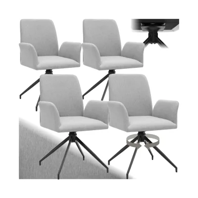 tectake® Drehbarer Armlehnstuhl, robuster Webstoff, gepolstert, pulverbeschichtete Stahlbeine, 55,5 x 58 x 87 cm