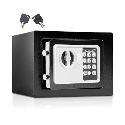 tectake® Elektronischer Safe, mit Doppelbolzen-Verschlusssystem, wählbarer Sicherheitscode und 2 Schlüssel zur Notöffnung, 17 x 23 x 17 cm