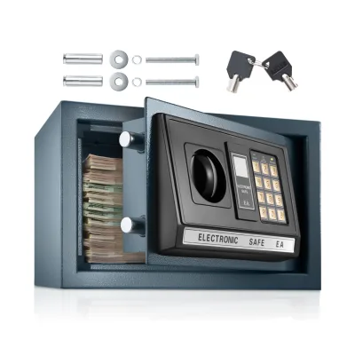 tectake® Elektronischer Safe, mit Doppelbolzen-Verschlusssystem, wählbarer Sicherheitscode und 2 Schlüssel zur Notöffnung, 20 x 31 x 22 cm