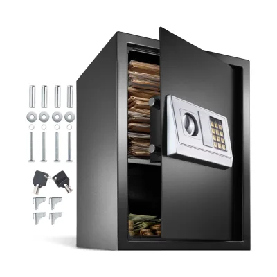 tectake® Elektronischer Safe, mit Doppelbolzen-Verschlusssystem, wählbarer Sicherheitscode und 2 Schlüssel zur Notöffnung, 50 x 35 x 34,5 cm