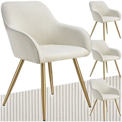 tectake® Esszimmerstuhl, gepolstert, in Cordoptik, robuste Stahlbeine, 58 x 62 x 82 cm