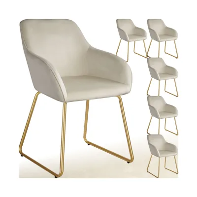 tectake® Esszimmerstuhl, gepolstert, in Samtoptik, durchgehende Lehne, 57 x 61 x 85,5 cm, Belastbarkeit 120 kg