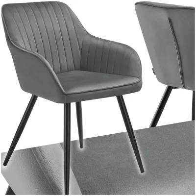 tectake® Esszimmerstuhl, gepolstert, in Samtoptik, gesteppt, schlanke Stahlbeine, 58 x 62 x 82 cm