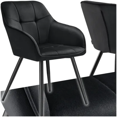 tectake® Esszimmerstuhl, gepolstert, in Samtoptik, gesteppt, schlanke Stahlbeine, 58 x 62 x 82 cm