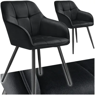 tectake® Esszimmerstuhl, gepolstert, in Samtoptik, gesteppt, schlanke Stahlbeine, 58 x 62 x 82 cm