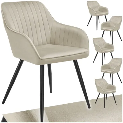 tectake® Esszimmerstuhl, gepolstert, in Samtoptik, gesteppt, schlanke Stahlbeine, 58 x 62 x 82 cm