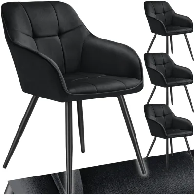 tectake® Esszimmerstuhl, gepolstert, in Samtoptik, gesteppt, schlanke Stahlbeine, 58 x 62 x 82 cm