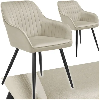 tectake® Esszimmerstuhl, gepolstert, in Samtoptik, gesteppt, schlanke Stahlbeine, 58 x 62 x 82 cm