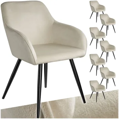 tectake® Esszimmerstuhl, gepolstert, in Samtoptik, schwarze Stahlbeine, 58 x 62 x 82 cm