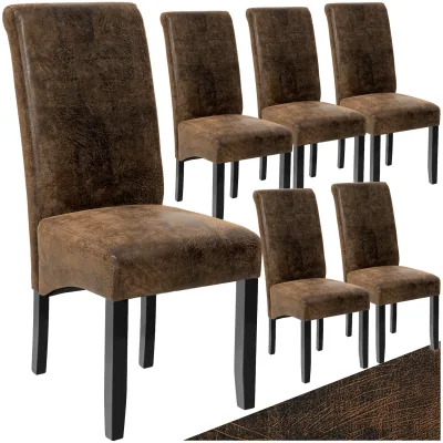 tectake® Esszimmerstuhl, gepolstert mit Kunstlederbezug, massive Holzbeine, 44 x 63 x 106 cm