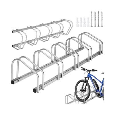 tectake® Fahrradständer, aus rostfreiem Stahl, Boden- und Wandmontage, von beiden Seiten befahrbar