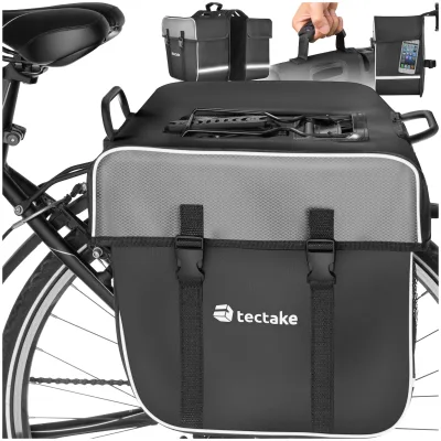 tectake® Fahrradtasche, für den Gepäckträger, mit Schnallenverschluss, Tragegriff und Reflektorstreifen, 34 x 17 x 30 cm
