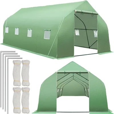 tectake® Foliengewächshaus, 27 m³, in Zeltform mit 8 Fenstern, Reißverschlussöffnung, 600 x 300 x 205 cm
