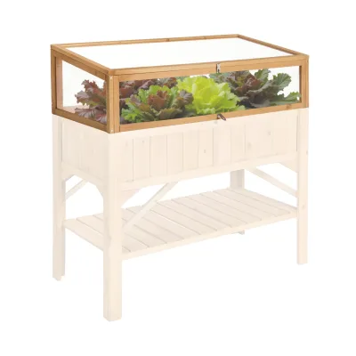 tectake® Frühbeet-Aufsatz, aus Holz, mit Hohlkammerplatten, 115 x 53 x 34 cm