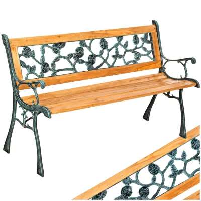 tectake® Gartenbank, 2-Sitzer, wetterfest, 124 x 52 x 74 cm