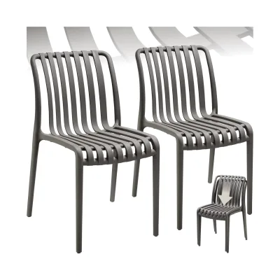 tectake® Gartenstühle, wetterfest und UV-beständig, rutschfeste Gummischoner, 47 x 58 x 80,5 cm, Belastbarkeit 110 kg