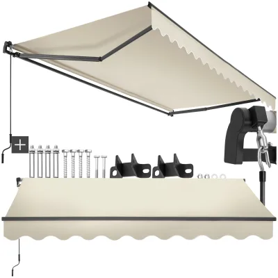 tectake® Gelenkarmmarkise, verschiedene Größen, stabile Gelenkarme, inkl. Wandhalterung