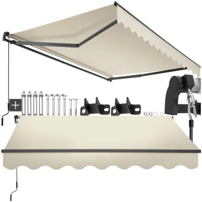 tectake Gelenkarmmarkise Hellgrau 250x41x200 cm