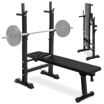 tectake® Hantelbank, klappbar, gepolstert mit Kunstlederbezug, rutschfest, 118 x 55 x 106 cm