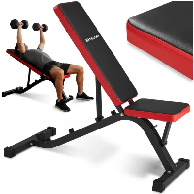 tectake® Hantelbank, mit Schnellverstellung, Sitz 2-fach verstellbar, rutschfest, 116 x 51 x 122 cm