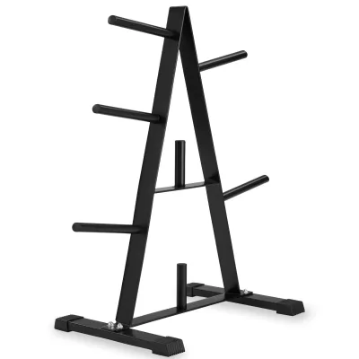 tectake® Hantelscheibenständer, mit 7 Aufnahmen, platzsparend, bodenschonende Kunststoffkappen, Belastbarkeit 200 kg