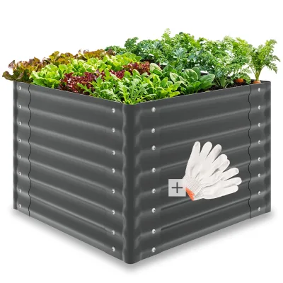 tectake® Hochbeet, aus verzinktem Stahl, stabil, sicher, witterungsbeständig, mit offenem Boden und abgerundeten Kanten