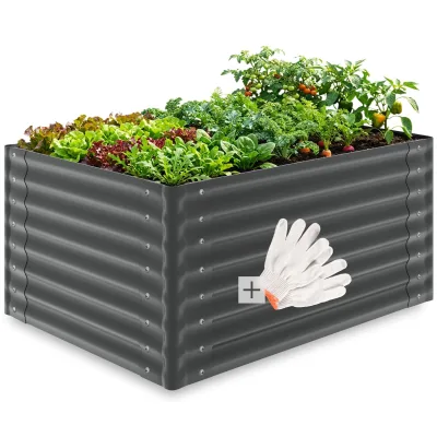 tectake® Hochbeet, aus verzinktem Stahl, stabil, sicher, witterungsbeständig, mit offenem Boden und abgerundeten Kanten