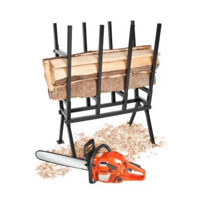 tectake® Holzsägebock, aus lackiertem Stahl, Belastbarkeit 400 kg, 76 x 53 x 102 cm
