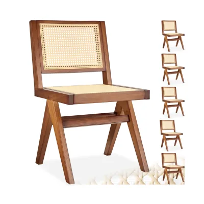 tectake® Holzstuhl, Boho-Stil, massives Holzgestell mit Lackierung, 48,5 x 53,5 x 83 cm, Belastbarkeit 120 kg