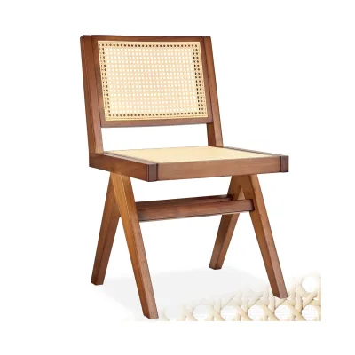 tectake® Holzstuhl, Boho-Stil, massives Holzgestell mit Lackierung, 48,5 x 53,5 x 83 cm, Belastbarkeit 120 kg