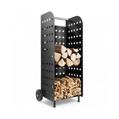 tectake® Holzwagen, aus Stahl, zusätzlicher Boden , 53,5 x 41 x 112 cm