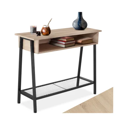 tectake® Konsolentisch, Industrial Style, Ablage, Staufach und Gitterablage, 100 x 35 x 80,5 cm