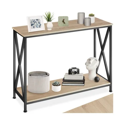 tectake® Konsolentisch, Industrial Style, mit 2 Ablagen und seitliche X-Streben, 100 x 35 x 80,5 cm