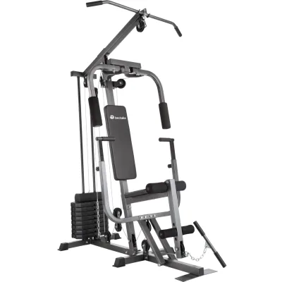 tectake® Kraftstation, mit Butterfly-, Beinstrecker- und höhenverstellbarem Butterflymodul, gepolstert mit Kunstlederbezug, 160 x 98 x 203 cm