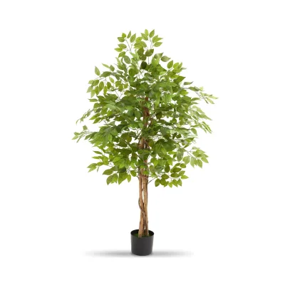 tectake® Künstlicher Ficusbaum, verschiedene Größen, mit viel Volumen, stabiler Kunststoff-Blumentopf