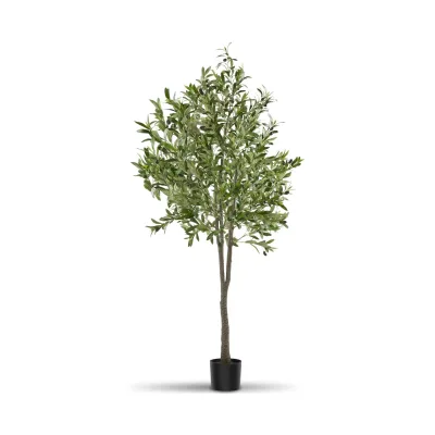 tectake® Künstlicher Olivenbaum, verschiedene Größen, mit viel Volumen, stabiler Kunststoff-Blumentopf