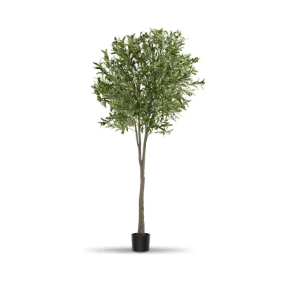 tectake® Künstlicher Olivenbaum, verschiedene Größen, mit viel Volumen, stabiler Kunststoff-Blumentopf