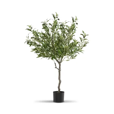 tectake® Künstlicher Olivenbaum, verschiedene Größen, mit viel Volumen, stabiler Kunststoff-Blumentopf