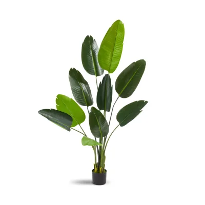 tectake® Künstlicher Paradiesvogelbaum, verschiedene Größen, mit großen PEVA-Blättern, stabiler Kunststoff-Blumentopf